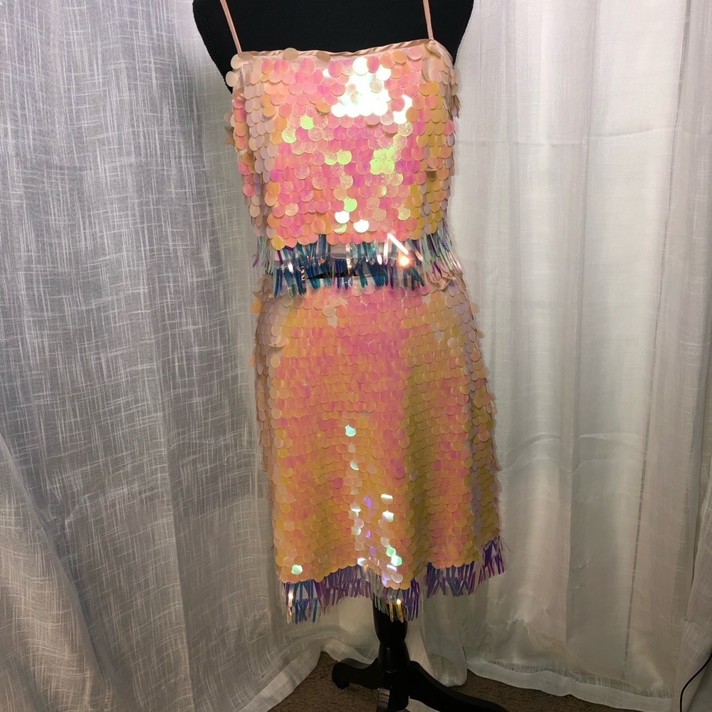 Skies Are Blue Peach Sequin Skirt Set NWT size M - Picture 16 of 16